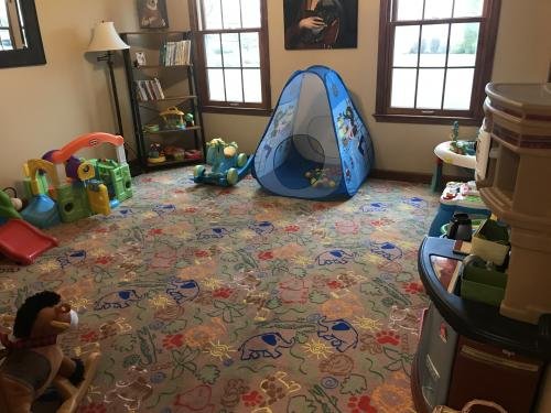 Animal Doodles Children's Rug Multi on Tan