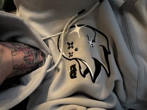 Ghost Label Grey Embroidered 400GSM Hoodie