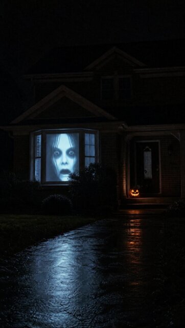 Customer photo of the lit window seen from the street