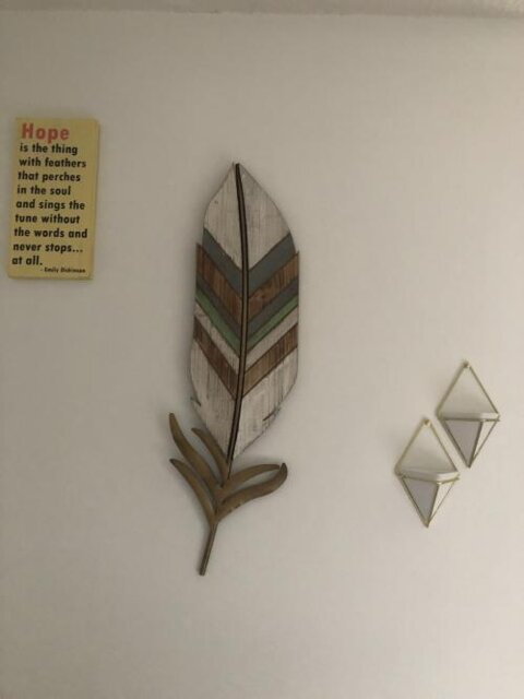 Hope is the thing with feathers - Rustic Wood Sign