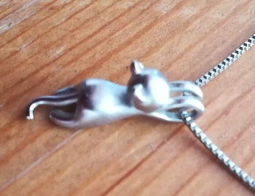 Pendentif Chat En Argent Massif 925 – Petit Chat Assis – Neuf Avec étiquettes