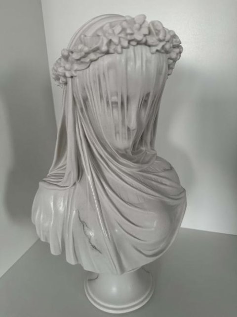 The Veiled Maiden Bust Statue (The Bride) - Veined & Polished