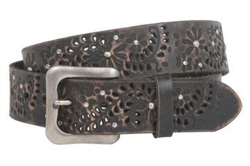 Snap On Vintage Cowhide Full Grain Leather Floral Rivet Perforated Casual Belt review