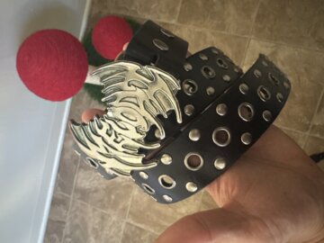 Casual Riveted Studded Grommets & Studs Solid Leather Belt review