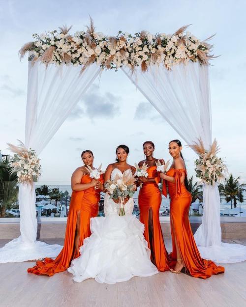 Burnt sienna 2024 bridesmaid dresses