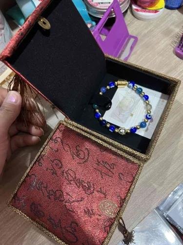 Diana I Bracelet (Evil Eye Charm in Natural Blue Evil Eye, Blue Lace Agate & Gold Pyrite)