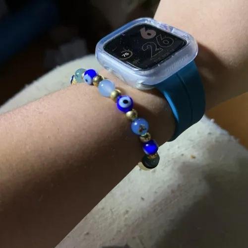 Diana I Bracelet (Evil Eye Charm in Natural Blue Evil Eye, Blue Lace Agate & Gold Pyrite)
