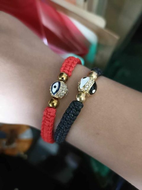 Yin Yang Evil Eye with Gold Pyrite Tibetan Shamballa Bracelet