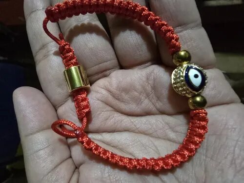 Evil Eye with Pyrite in Tibetan Red String Shamballa Bracelet