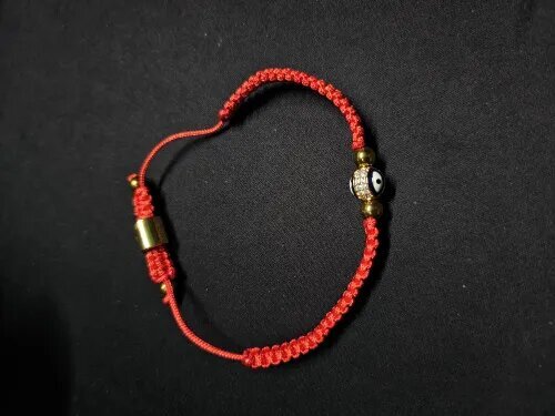 Evil Eye with Pyrite in Tibetan Red String Shamballa Bracelet
