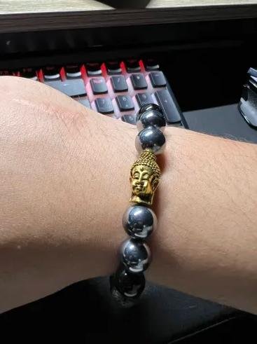 Bracelet Bouddha En Hématite - Zen, Minceur, Chakra, Neuf Avec étiquettes