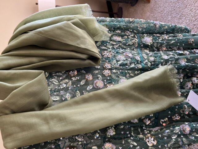 "Featherlight" Oversized Cashmere Scarf - Olive Green
