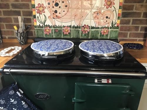 Blue Floral Hob Cover For Use With Aga Range Cookers
