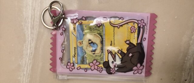 Cherry 'Possum Photo Card Holder Keychain  Geoffrey Siu Art LLC