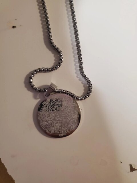 Aztec Hieroglyphs Silver Necklace