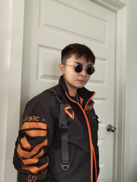V3-3 Black Orange Short Bomber Jacket