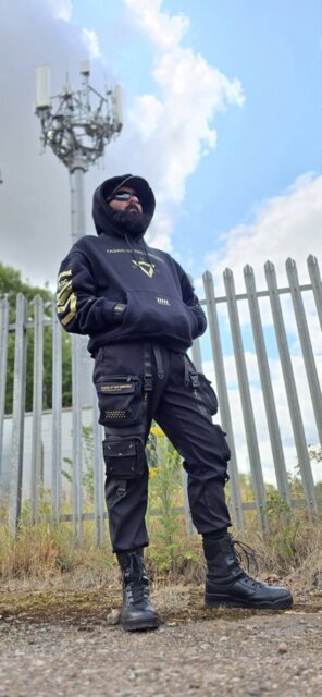 V3-S Black Gold Oversized Hoodie