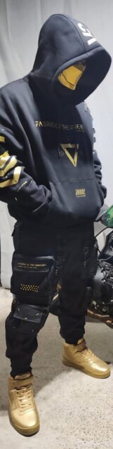 V3-S Black Gold Oversized Hoodie