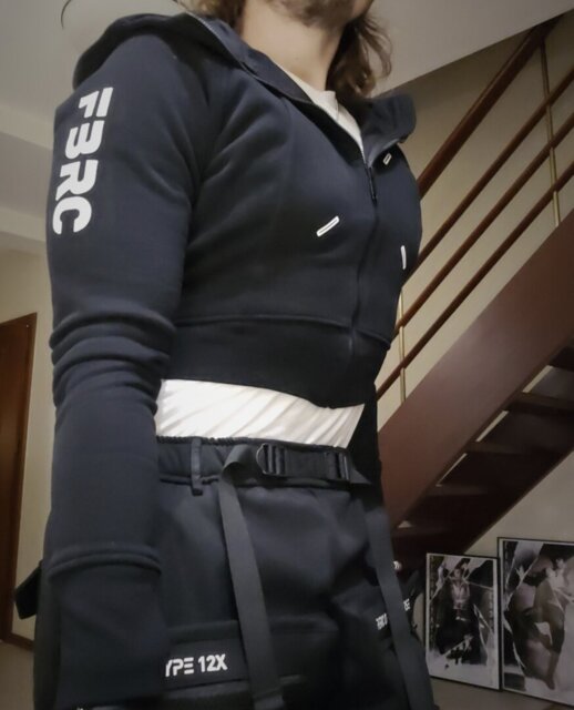 CRZ-Type 03A Black Crop Zip Hoodie