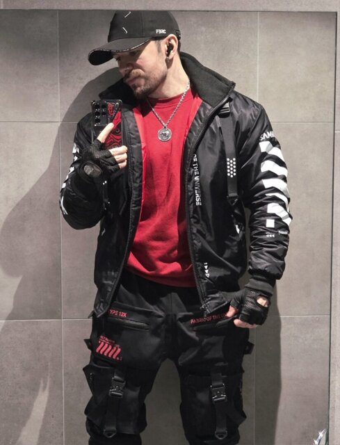 SMRI-X Black Bomber Jacket - Fabric of the Universe