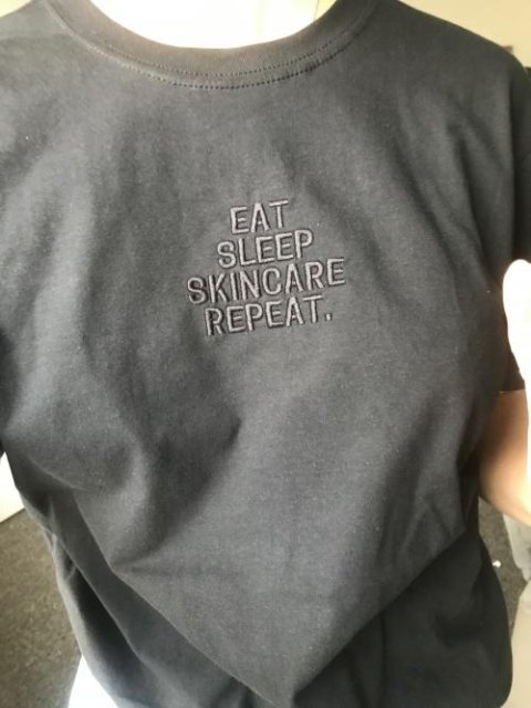 Eat Sleep Skincare Repeat Embroidered T-Shirt