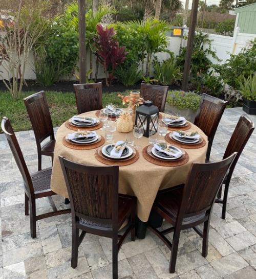 8 Feet Round Burlap Table Cloth deals With Fringe State Of Texas and Crosses & Squares