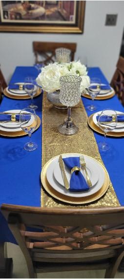 3 Feet 1 Yards Navy Blue Sequin Fabric, by The Yard, Sequin Fabric,  Tablecloth, Linen, Sequin Tablecloth, Table Runner (Navy Blue)