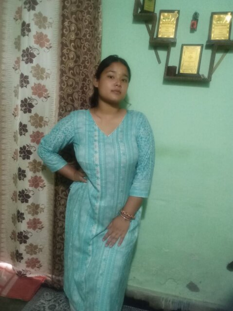 Soft Denim Textured Schiffli Kurti