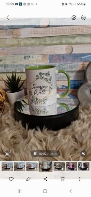 1. Stk. Sublimationstasse, farbige Innenseite / Griff (17 Farben)
