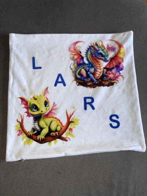 Kissenbezug 40 x 40 cm, flauschig Rosa/Blau