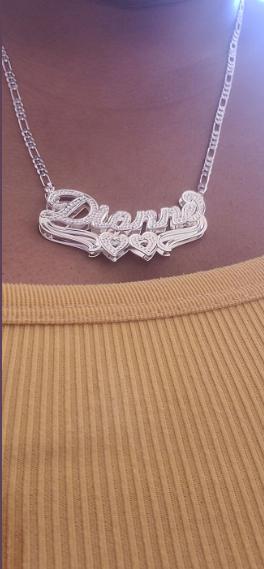 Heart Design Gold Double Nameplate Necklace