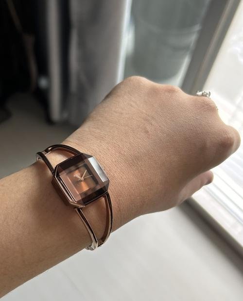 KIMIO Hollow Square Brown Dial Ladies Watch | K463L-C07