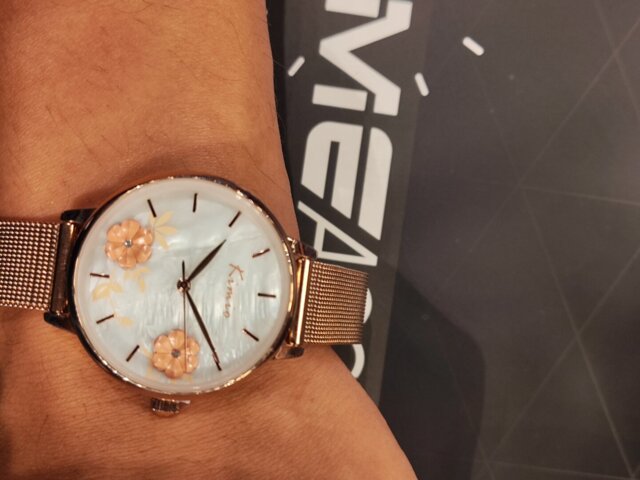 KIMIO Floral Dial Mesh Strap Ladies Watch | K6381M