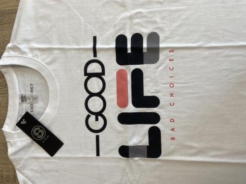Tricou de dama oversize din bumbac 100% cu mesaj GOOD LIFE