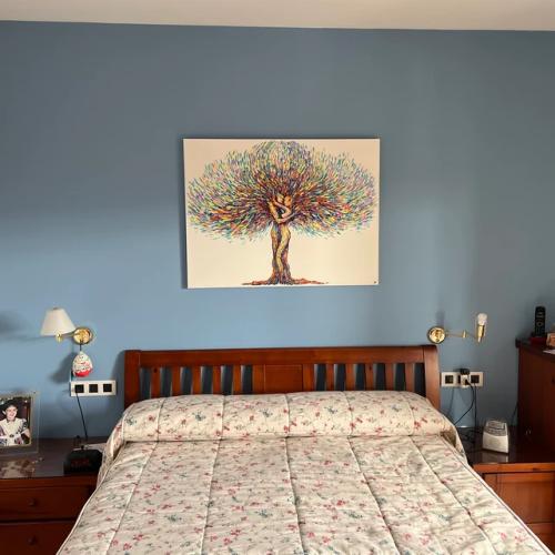 Abstract Tree Painting on Canvas Romantic Wall Art Couple in Love