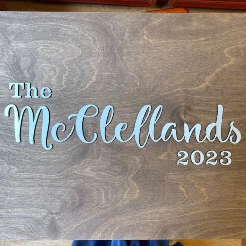 Familienschild aus Holz - Hochzeitsgästebuch