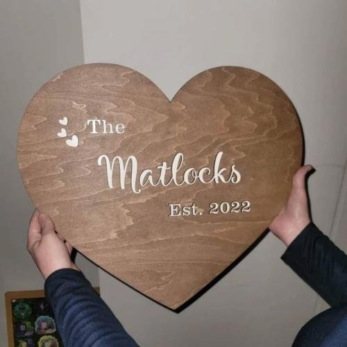 Familienschild aus Holz - Hochzeitsgästebuch