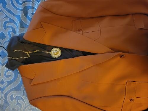 Rust Single Breast Men's Blazer Jackets Peak Lapel Patch Pockets MZS-563
