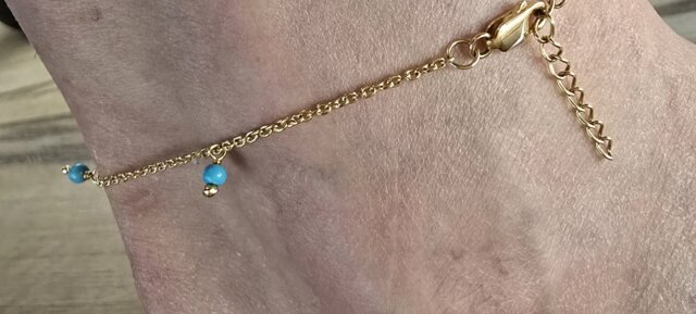 Brățara de picior din argint Golden Gem Droplet - Turcoaz
