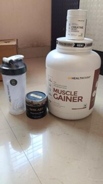 Healthfarm Muscle Gainer (3Kg) + Creatine (50g) + Shilajit (20g) + Free Shaker review