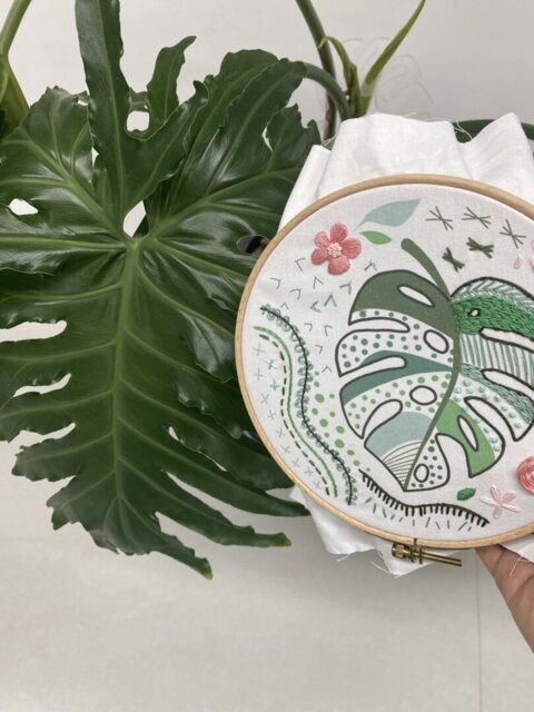 Monstera Embroidery Kit for Beginners | DIY Hoop Art Set  Artglee