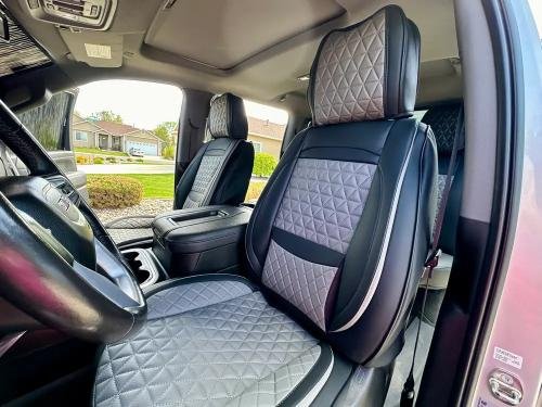 Beige Breathable Waterproof Diamond Pattern Leather Seat Cover for Cars