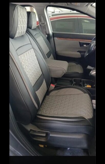 Beige Breathable Waterproof Diamond Pattern Leather Seat Cover for Cars