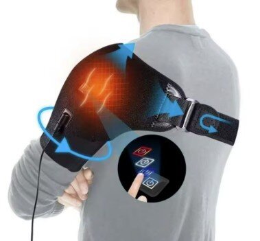 Premium Electrically Heated Shoulder Pads - USB Charging, 3 Heating Levels, 5000mAh Battery, Vibration Massage Device for Pain Relief and Muscle Relaxation