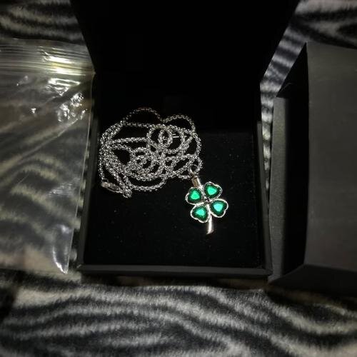Stainless Steel Green Clover Crystal Cremation Necklace