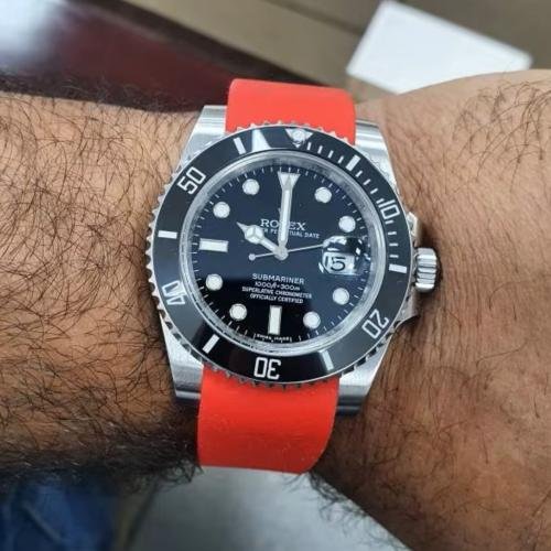 Rubber Flex Thread Curved Strap for Blancpain X Swatch Arctic Ocean