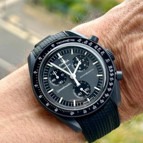 Rubber Flex Thread Curved Strap for Blancpain X Swatch Arctic Ocean