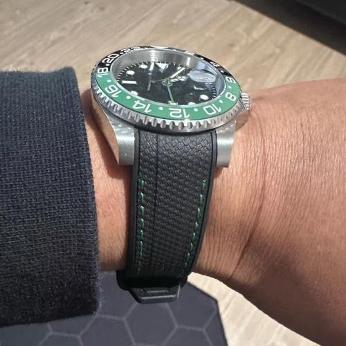 Rubber Flex Thread Curved Strap for Blancpain X Swatch Arctic Ocean