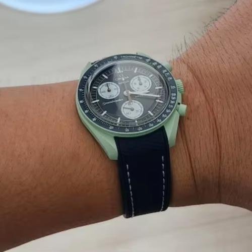 Rubber Flex Thread Curved Strap for Blancpain X Swatch Arctic Ocean