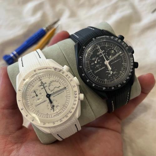 Rubber Flex Thread Curved Strap for Blancpain X Swatch Arctic Ocean
